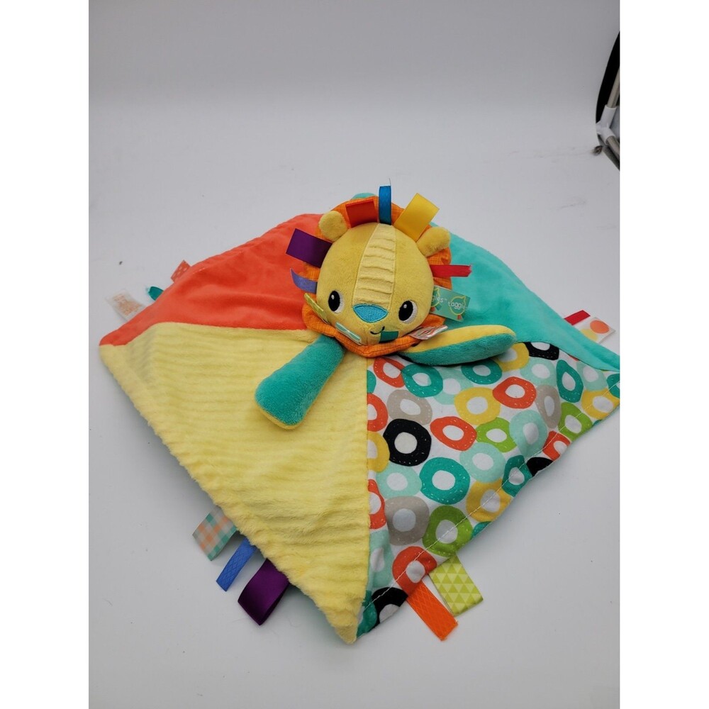 Bright Starts Taggies Colorful Lion Security Blanket Multi Color Ribbons